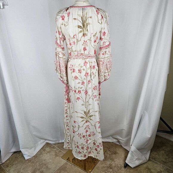 D' Ascoli Aisha Maxi Dress Linen Soft Rose Size Small Bohemian - Picture 4 of 15